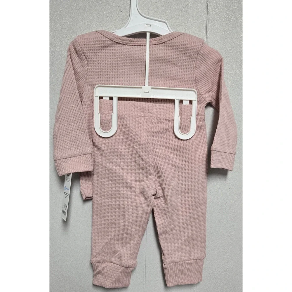 Carter's Just One You Baby Girls 6M Pink Waffle Knit Thermal 2-Piece Set
